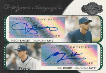 2008 Topps Co-Signers - Dual Autographs #CS-BZ Jason Bartlett / Ben Zobrist Front