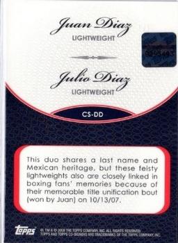 2008 Topps Co-Signers - Dual Autographs #CS-DD Juan Diaz / Julio Diaz Back