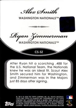 2008 Topps Co-Signers - Dual Autographs #CS-SZ Alex Smith / Ryan Zimmerman Back