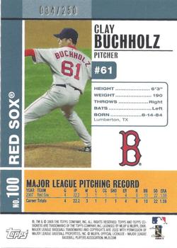 2008 Topps Co-Signers - Silver Blue #100 Clay Buchholz Back