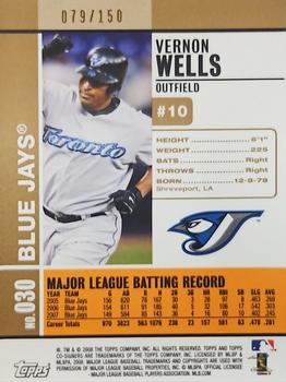2008 Topps Co-Signers - Silver Gold #030 Vernon Wells Back