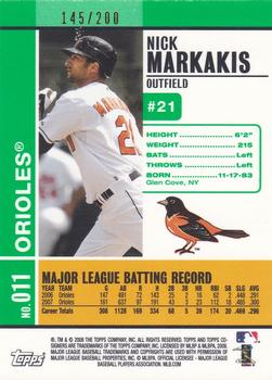 2008 Topps Co-Signers - Silver Green #011 Nick Markakis Back