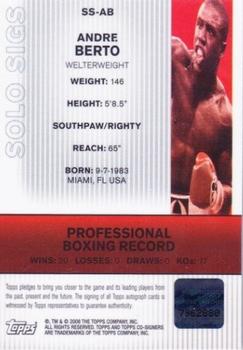 2008 Topps Co-Signers - Solo Sigs #SS-AB Andre Berto Back