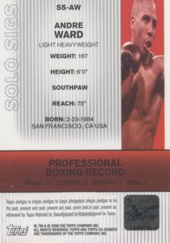 2008 Topps Co-Signers - Solo Sigs #SS-AW Andre Ward Back
