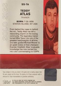 2008 Topps Co-Signers - Solo Sigs #SS-TA Teddy Atlas Back