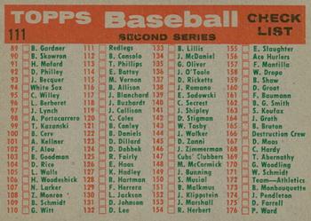 2008 Topps Heritage - 50th Anniversary Buybacks #111 Red Legs Team Card / Second Series Checklist: 89-176 Back