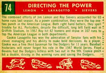 2008 Topps Heritage - 50th Anniversary Buybacks #74 Directing the Power (Jim Lemon / Cookie Lavagetto / Roy Sievers) Back
