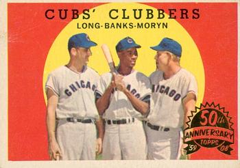 2008 Topps Heritage - 50th Anniversary Buybacks #147 Cubs' Clubbers (Dale Long / Ernie Banks / Walt Moryn) Front