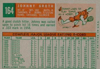 2008 Topps Heritage - 50th Anniversary Buybacks #164 Johnny Groth Back