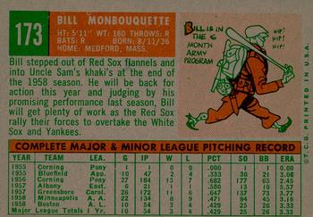 2008 Topps Heritage - 50th Anniversary Buybacks #173 Bill Monbouquette Back