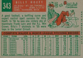 2008 Topps Heritage - 50th Anniversary Buybacks #343 Billy Hoeft Back