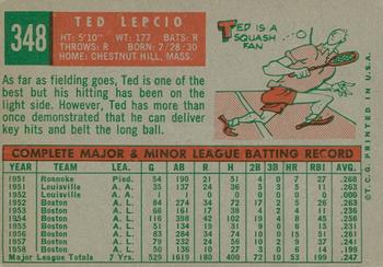 2008 Topps Heritage - 50th Anniversary Buybacks #348 Ted Lepcio Back