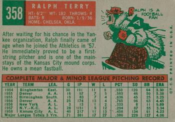 2008 Topps Heritage - 50th Anniversary Buybacks #358 Ralph Terry Back
