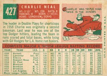 2008 Topps Heritage - 50th Anniversary Buybacks #427 Charlie Neal Back