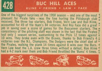 2008 Topps Heritage - 50th Anniversary Buybacks #428 Buc Hill Aces (Ron Kline / Bob Friend / Vern Law / Roy Face) Back
