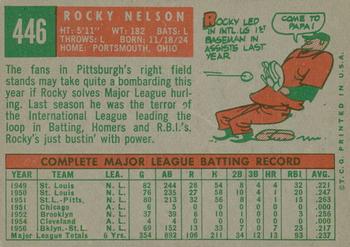 2008 Topps Heritage - 50th Anniversary Buybacks #446 Rocky Nelson Back