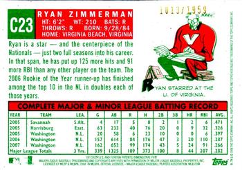 2008 Topps Heritage - Chrome #C23 Ryan Zimmerman  Back