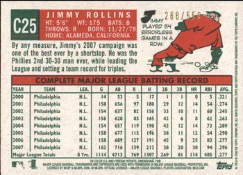 2008 Topps Heritage - Chrome Refractors #C25 Jimmy Rollins Back
