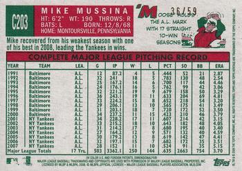 2008 Topps Heritage - Chrome Refractors Black #C203 Mike Mussina Back