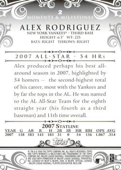 2008 Topps Moments & Milestones - Black #2-19 Alex Rodriguez Back