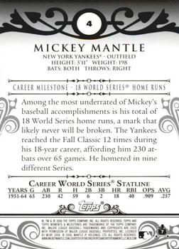 2008 Topps Moments & Milestones - Black #4-1 Mickey Mantle Back