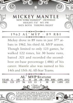 2008 Topps Moments & Milestones - Black #6-15 Mickey Mantle Back