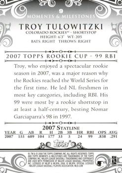 2008 Topps Moments & Milestones - Black #9-17 Troy Tulowitzki Back
