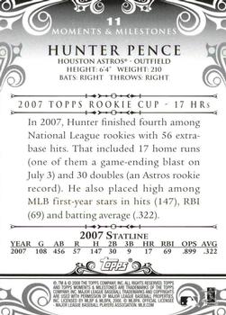 2008 Topps Moments & Milestones - Black #11-14 Hunter Pence Back