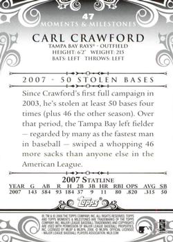 2008 Topps Moments & Milestones - Black #47-3 Carl Crawford Back