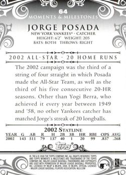 2008 Topps Moments & Milestones - Black #64-11 Jorge Posada Back
