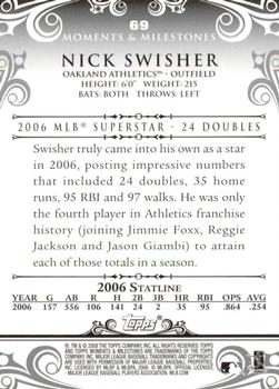 2008 Topps Moments & Milestones - Black #69-1 Nick Swisher Back