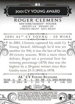 2008 Topps Moments & Milestones - Black #81-1 Roger Clemens Back