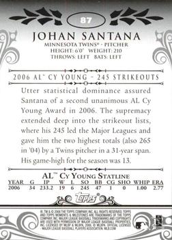 2008 Topps Moments & Milestones - Black #87-16 Johan Santana Back