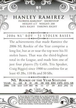 2008 Topps Moments & Milestones - Black #91-4 Hanley Ramirez Back