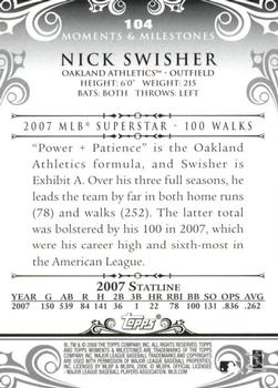 2008 Topps Moments & Milestones - Black #104-3 Nick Swisher Back