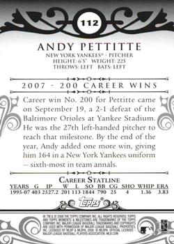 2008 Topps Moments & Milestones - Black #112-195 Andy Pettitte Back