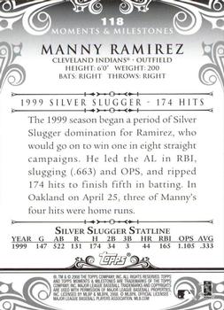2008 Topps Moments & Milestones - Black #118-1 Manny Ramirez Back