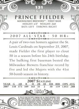 2008 Topps Moments & Milestones - Black #131-50 Prince Fielder Back