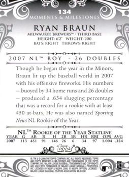 2008 Topps Moments & Milestones - Black #134-7 Ryan Braun Back