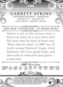 2008 Topps Moments & Milestones - Black #143-19 Garrett Atkins Back