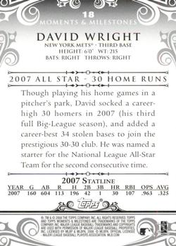 2008 Topps Moments & Milestones - Blue #18-26 David Wright Back