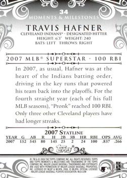 2008 Topps Moments & Milestones - Blue #34-3 Travis Hafner Back