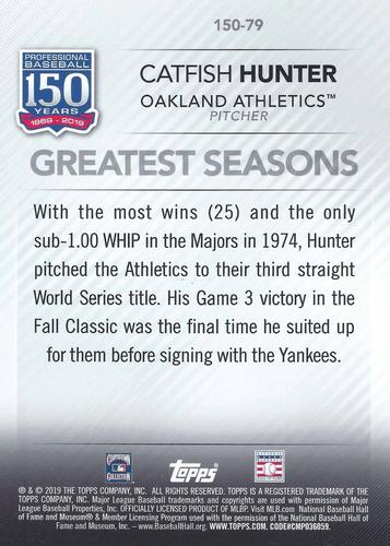 2019 Topps Update 150 Years of Professional Baseball 5x7 - Gold 5x7 #150-79 Catfish Hunter Back