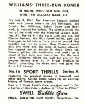 1948 Swell Sport Thrills Reprint #16 Three Run Homer in Ninth: Ted Williams' Homer Back