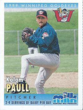 1999 Manitoba Milk Producers Winnipeg Goldeyes #13 Kalam Paull Front
