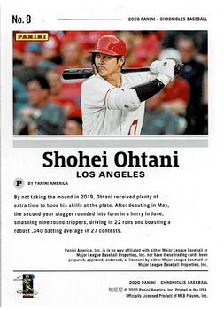 2020 Panini Chronicles #8 Shohei Ohtani Back