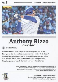 2020 Panini Chronicles #9 Anthony Rizzo Back