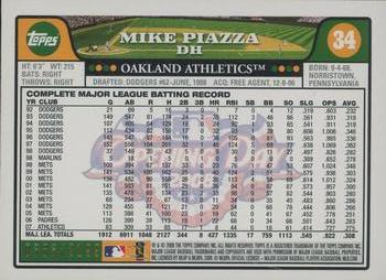 2008 Topps Opening Day - Gold #34 Mike Piazza Back