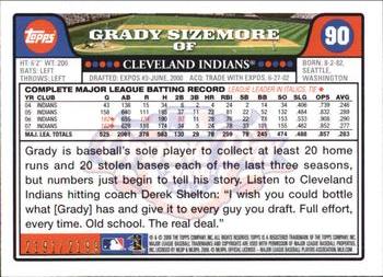 2008 Topps Opening Day - Gold #90 Grady Sizemore Back