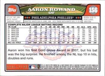 2008 Topps Opening Day - Gold #156 Aaron Rowand Back